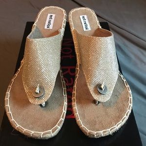 Not Rated, Brand New. Nude, Glitter, Jute Platform Sandals 7.5